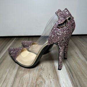 Too Faced Mink Made in Italy Better Than Set Pink Glitter Stiletto Heels Size 10